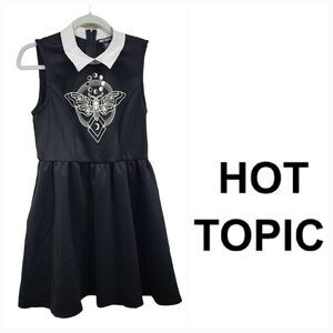 Hot Topic Death's-Head Moth Collared Dress Scuba Fit & Flare Sleeveless Mini SM